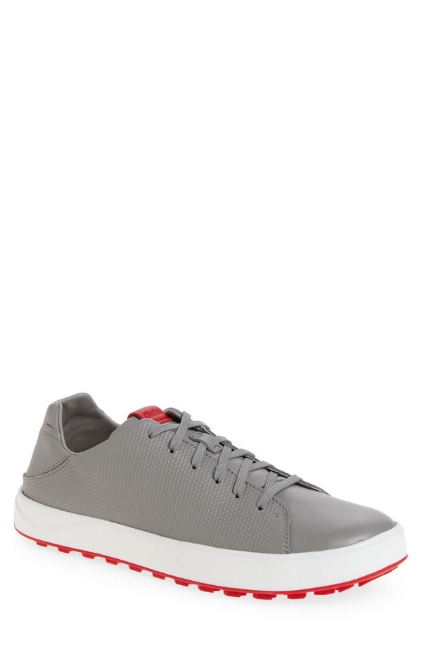 オルカイ メンズ シューズ スニーカー レザー OluKai WaiAlae Waterproof Leather Golf Shoe Ash Red Lava アッシュ