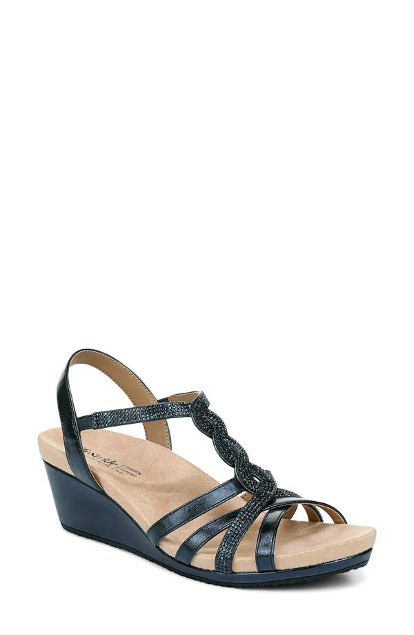 ライフストライド レディース シューズ サンダル LifeStride Miami Slingback Wedge Sandalux NavyDm ネイビー