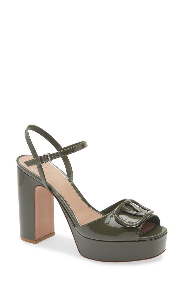 ヴァレンティノ レディース シューズ サンダル プラットフォーム ロゴ Valentino Garavani VLOGO Signature Platform Sandal Military Green グリーン