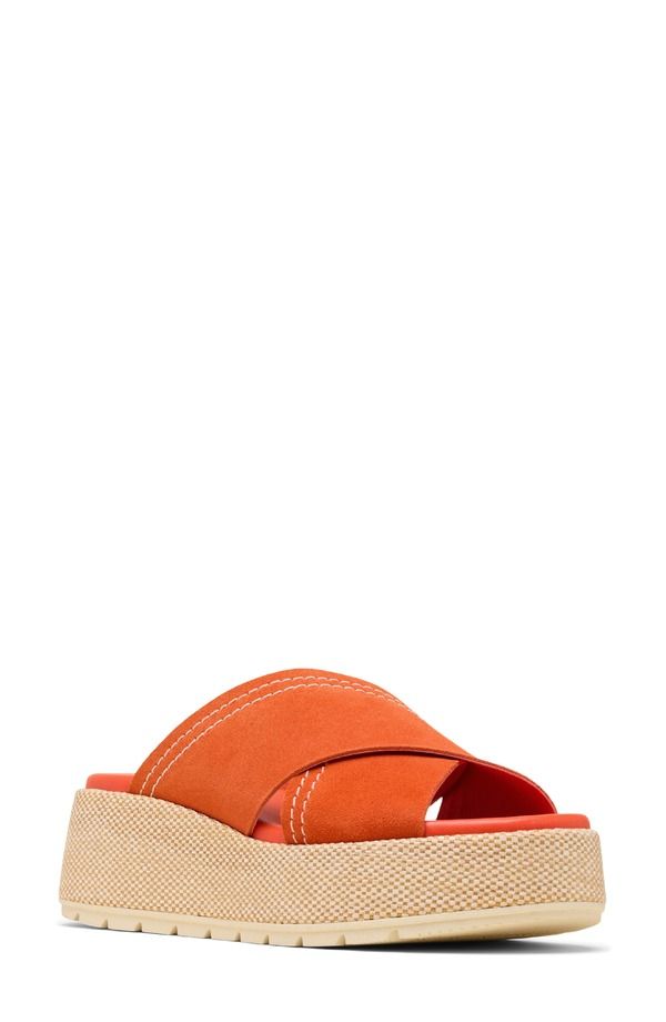 ソレル レディース シューズ サンダル プラットフォーム SOREL Sunpeak Platform Slide Sandal Crimson Fire Honey White ホワイト