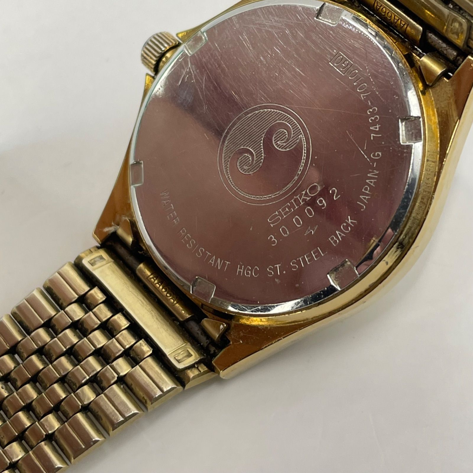 セイコー クォーツ 7433 7010 不動品 ローマ数字 シルバー文字盤