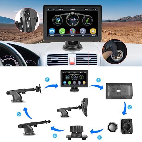 Hodozzy ワイヤレスCarplay & 無線Android Auto、ディスプレイオーディオ Carplay 7インチのHDのタッチスクリーンのBluetoothのハンズフリー、ミラーリンク、背面図のカメラ、サポートAUX、USB/SD 657d1d82