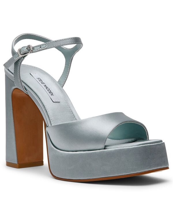 スティーブ マデン レディース シューズ サンダル プラットフォーム Steve Madden Womens Liandra Platform Dressandals Teal Satin ティール