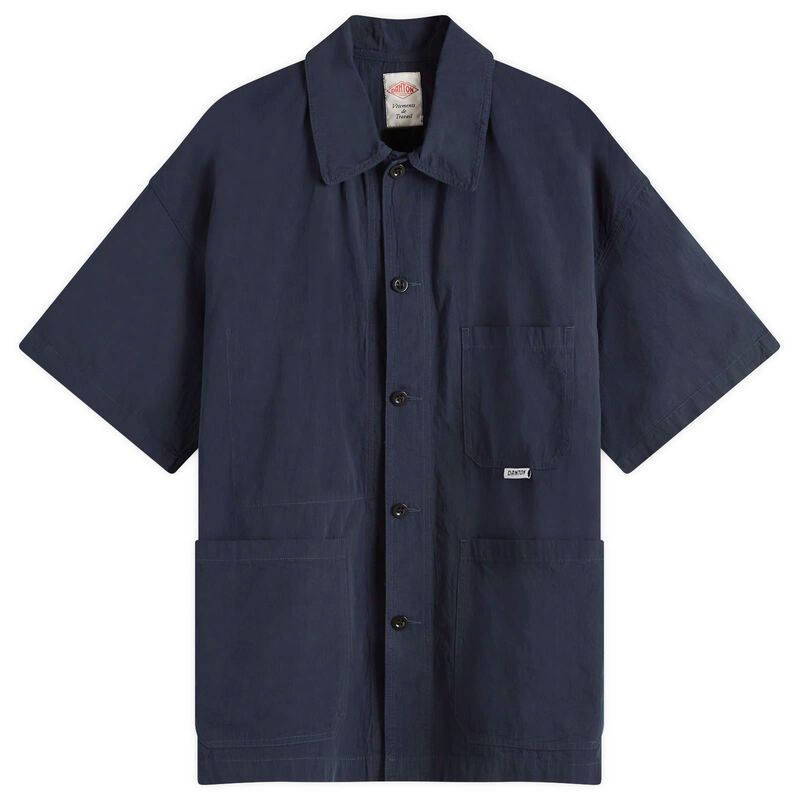 ダントン メンズ トップス シャツ オーバーオール Danton Coverall Short Sleeve Shirt Navy ネイビー