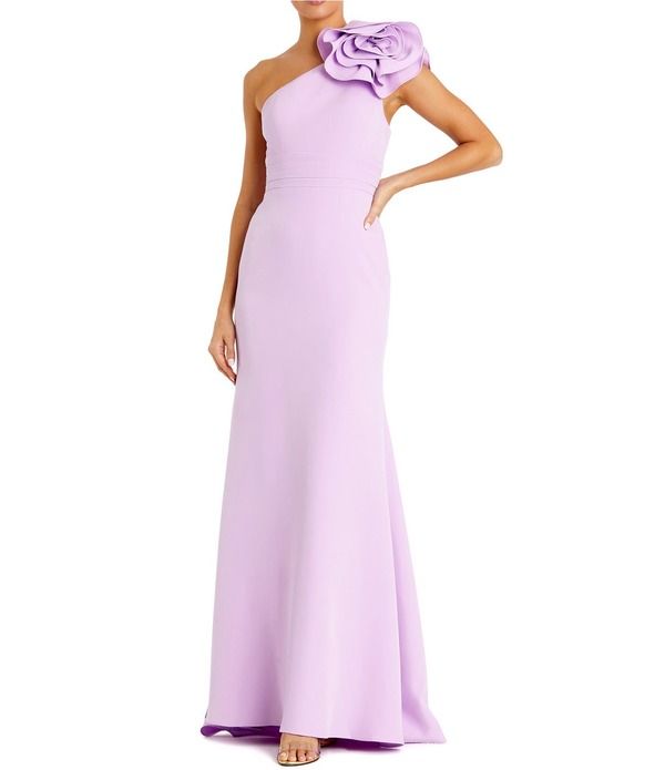 マックダガル レディース トップス ワンピース クレープ Mac Duggal Crepe One Shoulder Gown With 3D Flower Lilac ライラック
