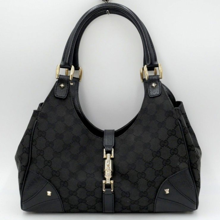 GUCCI(グッチ)ニュージャッキー GGキャンバス ショルダーバッグ ワンショルダーバッグ ブラック レザー ゴールド金具 124407【中古】