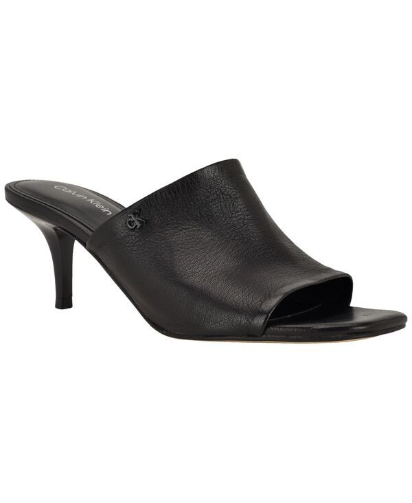 カルバンクライン レディース シューズ スリッポン・ローファー サンダル レザー ヒール Calvin Klein Womens Chaney Leather SlipOn Kitten Heel Dressandals Black Leather ブラック