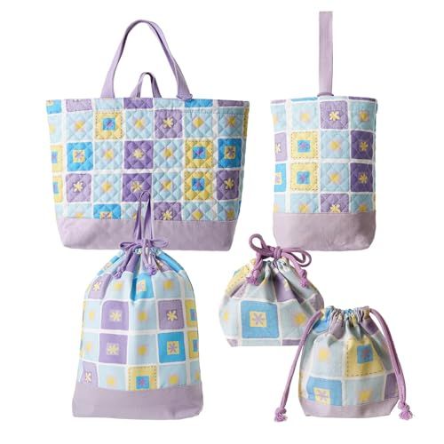 アンジュスマイル 入園 入学 巾着袋 5点セット 【E】花B 花柄 バッグ レッスンバッグ スクールバッグ スクバ 布 布製 お弁当袋 体操袋 手提げ袋 上履き袋 小学生 保育園 入学 ピアノ 可愛いｍａ