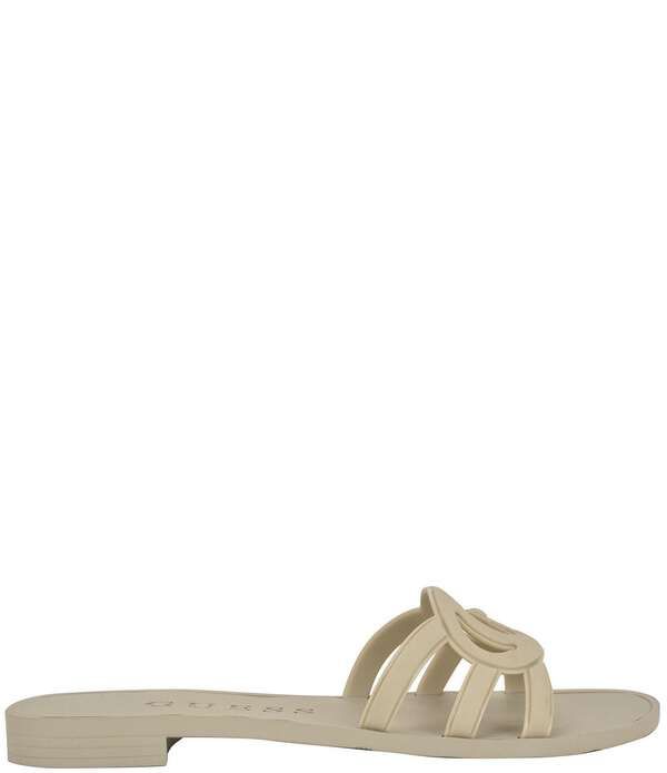 ゲス レディース シューズ パンプス サンダル ロゴ Guess Elyho Rubber Logo Pool Slide Sandals Ivory アイボリー