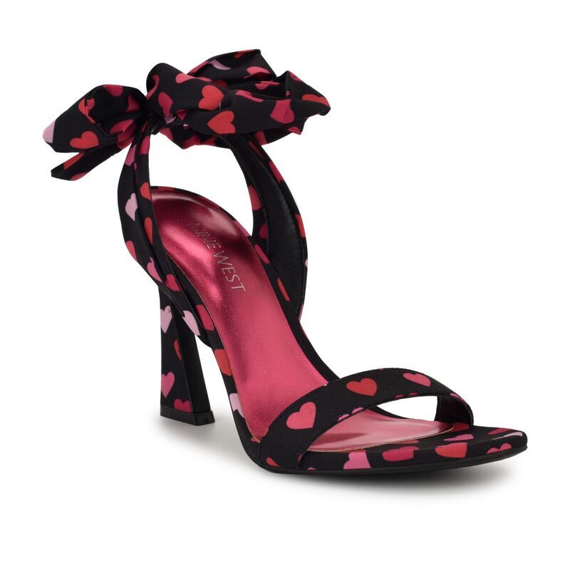 ナインウェスト レディース シューズ パンプス サンダル ヒール Nine West Kobs Womens Open Toe Heeled Sandals With Bow Accent Black Multi ブラック