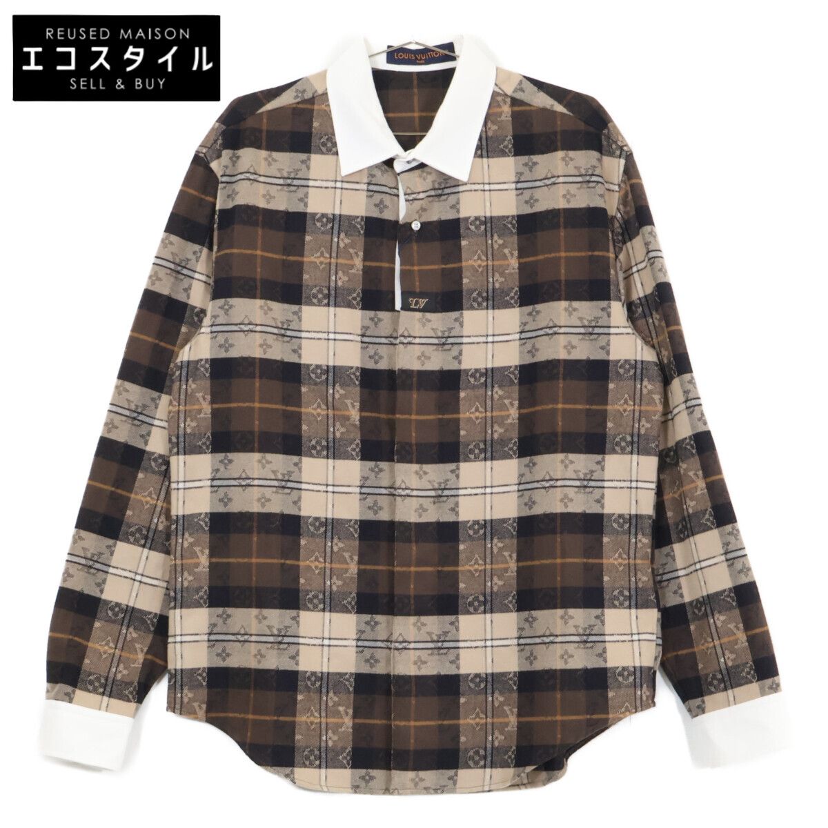 LOUIS VUITTON ルイヴィトン 【新品同様/国内正規/26年製】RM261M9 WLE HUS33W モノグラム フランネル 長袖シャツ XS