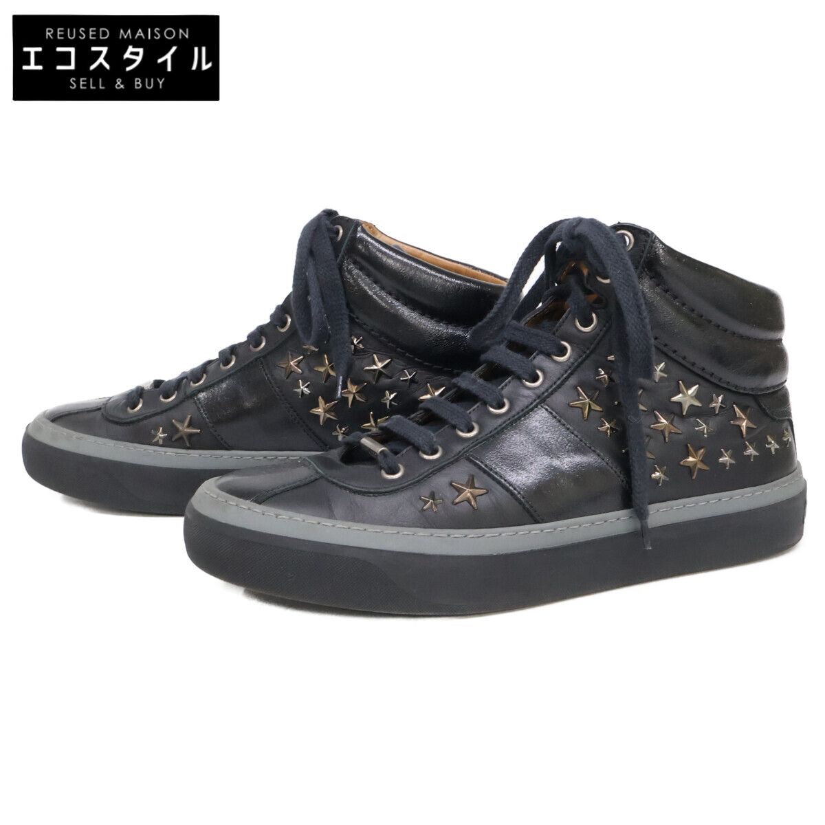 JIMMY CHOO　ジミーチュウ　スタースタッズ レザー ハイカットスニーカー　40 16,418円