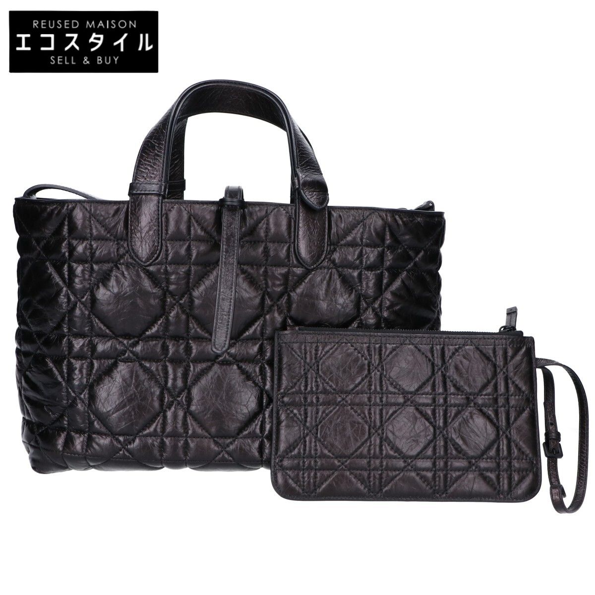 DIOR　ディオール　M2821SNIO_M900 ブラック マクロカナージュ クリンクルド カーフスキン Dior Toujours バッグ ミディアム　-