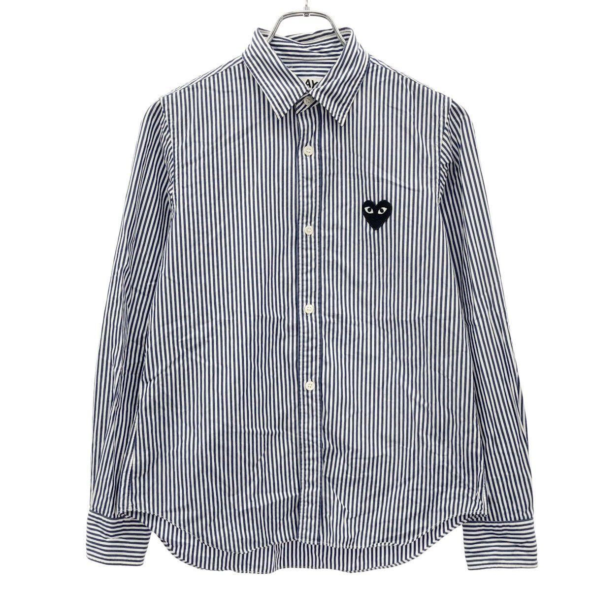 COMME des GARCONS AZ-B007ストライプシャツPLAYハート PLAY COMME des GARCONS プレイコムデギャルソン ハートワッペン