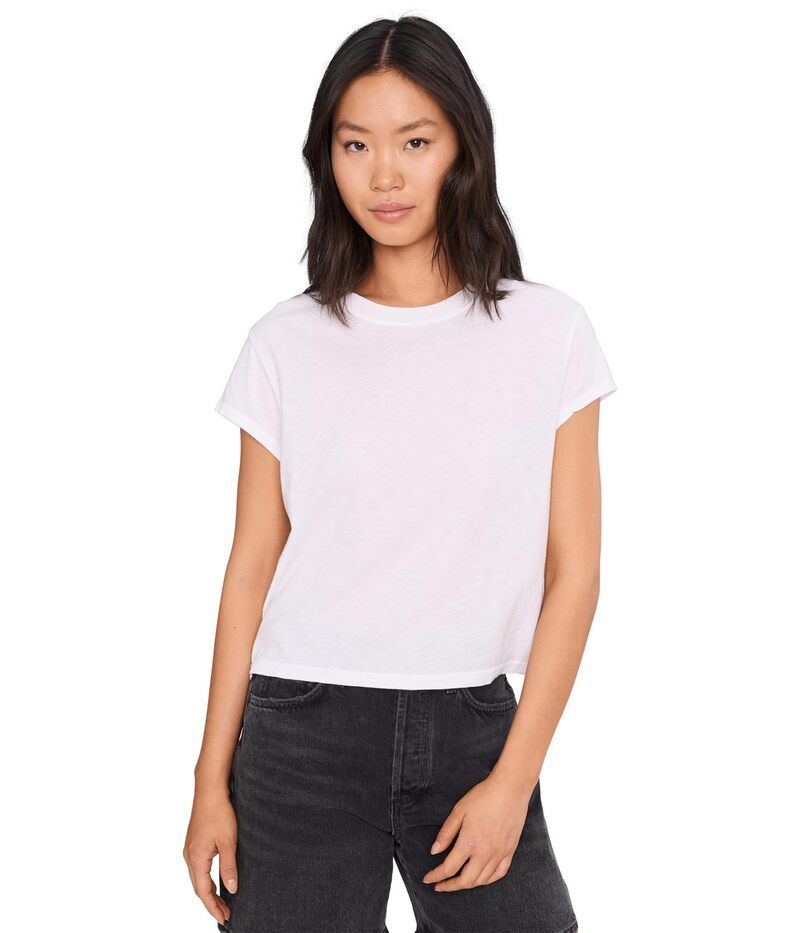 マイケルスターズ レディース トップス シャツ クルーネックロップド Michael Stars Grayson Cropped Crew Neck White ホワイト