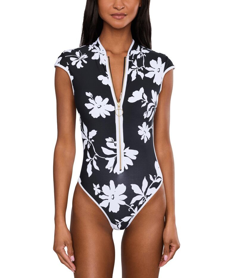 シーフォリー レディース 水着 上下セット キャップ Seafolly Mayflower Cap Sleeve Zip Front OnePiece Black ブラック