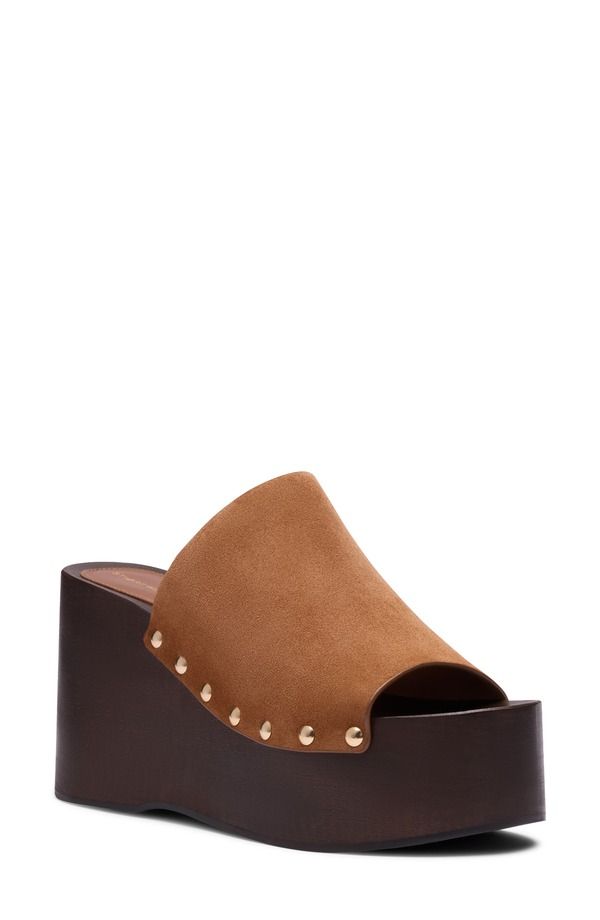 スチュアート ワイツマン レディース シューズ ヒール プラットフォーム サンダル Stuart Weitzman Kate Studded Wedge Platform Slide Sandal Doe