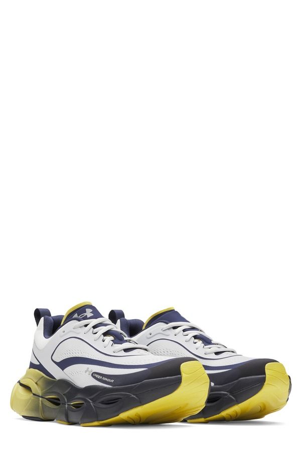 アンダーアーマー メンズ シューズ スニーカー Under Armour UA Halo Racerunning Shoe Washed Navy Yellow Gray グレー