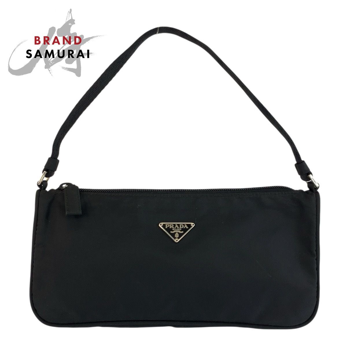 美品 PRADA プラダ テスート ブラック 黒 シルバー金具 ナイロン ハンドバッグ アクセサリーポーチ レディース 602817【中古】