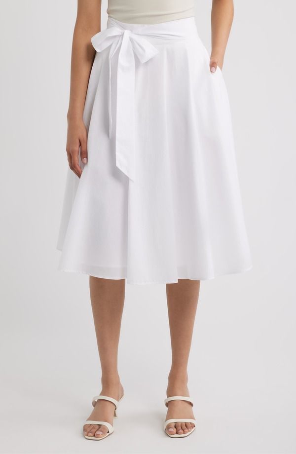 タハリエーエスエル レディース ボトムスカート ミディ Tahari ASL Tie Waist Midi Skirt Ivory アイボリー