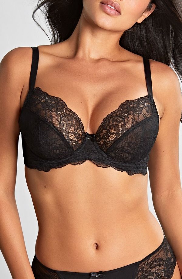パナシェ レディース アンダーウェア ブラジャー レース Panache Ana Underwire Stretch Lace Plunge Bra Black ブラック