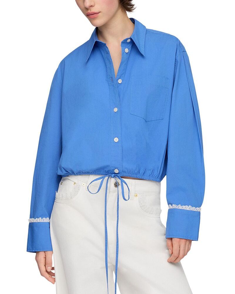 ガニー レディース トップス シャツ コットン クロップド GANNI Stretch Cotton Cropped Shirt Marina