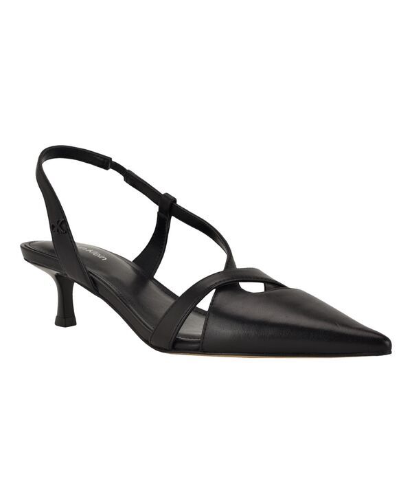 カルバンクライン レディース シューズ パンプス アシンメトリー ヒール Calvin Klein Womens Arlannasymmetrical Kitten Heel Slingback Pumps Black Leather ブラック