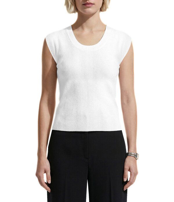 アンクライン レディース トップス シャツ リブ Anne Klein Ribbed Scoop Neck Tank Crisp White ホワイト