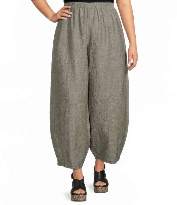 ブライン ウォーカー レディース ボトムス カジュアルパンツ プラスサイズ リネン Bryn Walker Plusize Oliver CrossDyed Linen Elastic Waist Lantern Pants Radda