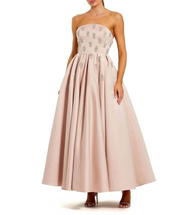 マックダガル レディース トップス ワンピース サテン ストラップレス アンクル Mac Duggal Bead Bodice Satin Strapless Ankle Dress Blush ブラッシュ