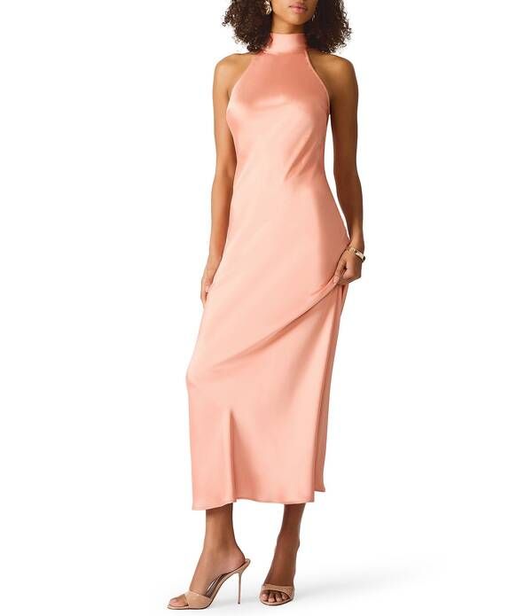 スティーブ マデン レディース トップス ワンピース ハイネック ノースリーブ マキシ Steve Madden Lara High Neck Sleeveless Maxi Dress Apricot Gelato アプリコット