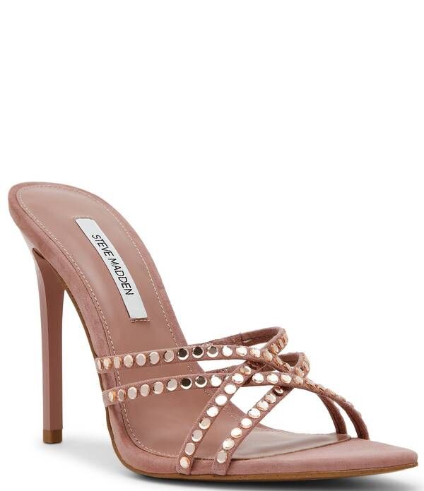 スティーブ マデン レディース シューズ ヒール サンダル スエード Steve Madden Somersuede Mirrorhinestone Strappy Stiletto Pointed Toe Dressandals Mauve