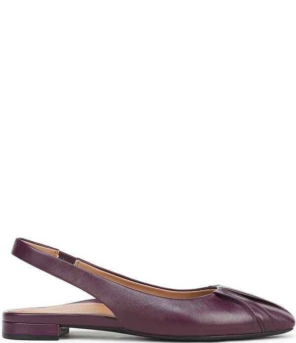 バイオニック レディース シューズ パンプス ギャザー レザー Vionic Gabriela Leatheruched Slingback Dress Flats Winter Plum プラム