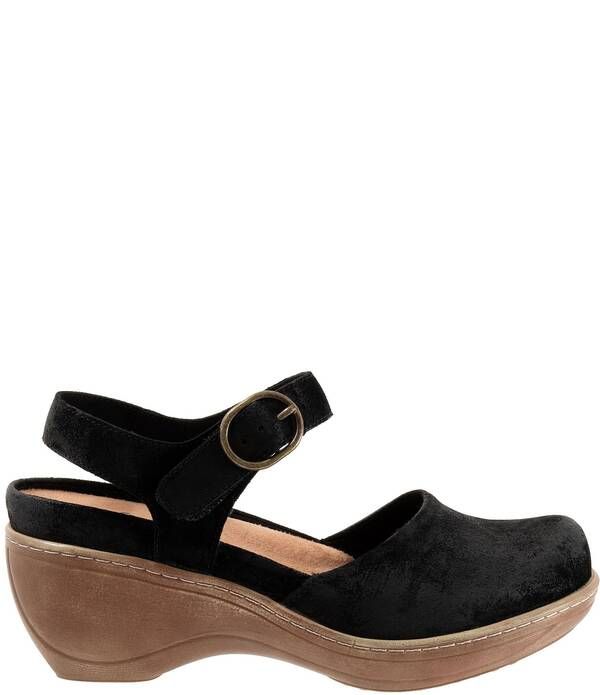 ソフトウォーク レディース シューズ サンダル スエード アンクル SoftWalk Mabelle Suede Ankle Strap Clogs Black Suede ブラック