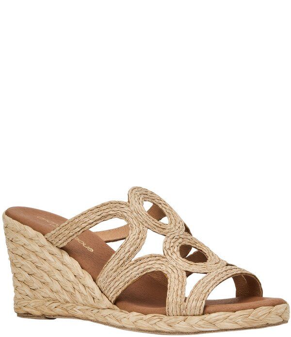アンドレアース レディース シューズ サンダル Andre Assous Neena Raffia Espadrille Wedge Slide Sandals Natural