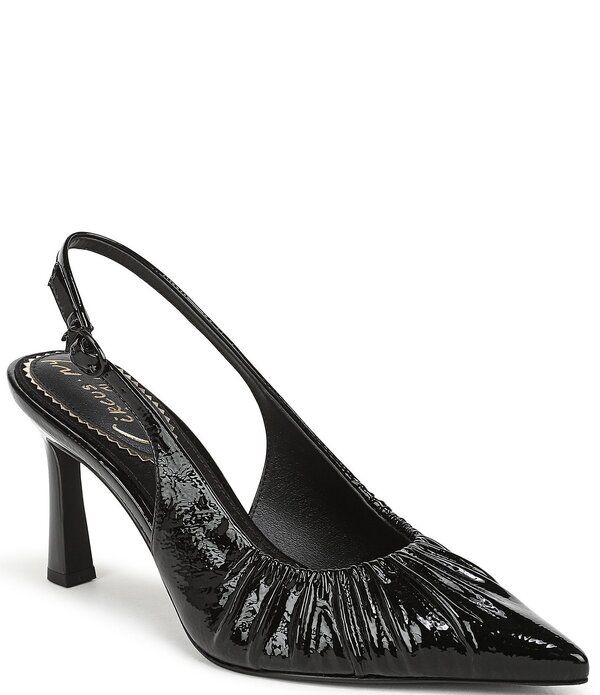 サムエデルマン レディース シューズ ヒール ギャザー Circus NY by Sam Edelman Tasha Patent Ruched Slingback Dress Pumps Black ブラック