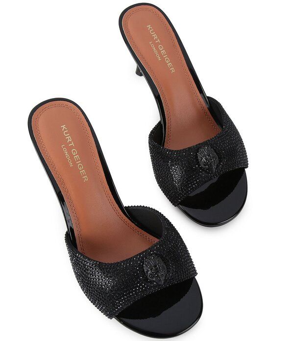 カートジェイガーロンドン レディース シューズ サンダル オックスフォード ロゴ Kurt Geiger London Oxford Crystal Embellished Logo Slipon Drench Dress Mule Sandals Black
