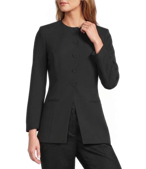アントニオ メラーニ レディース アウター コート ブレザー Antonio Melani Tess BiStretch Suiting Round Neckline Button Front Long Sleeve Blazer Black ブラック