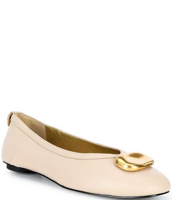 ダナキャラン レディース シューズ パンプス レザー Donna Karan Aricela Leather Ornament Ballet Flats Nude