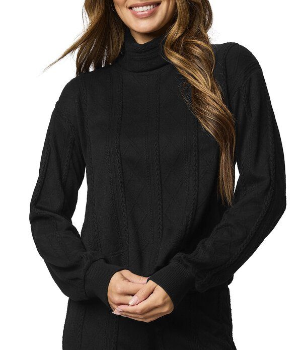 スプレンディット レディース トップス Tシャツ タートルネック ニット Splendid Cable Kniturtleneck Long Sleeve Coordinating Top Black ブラック