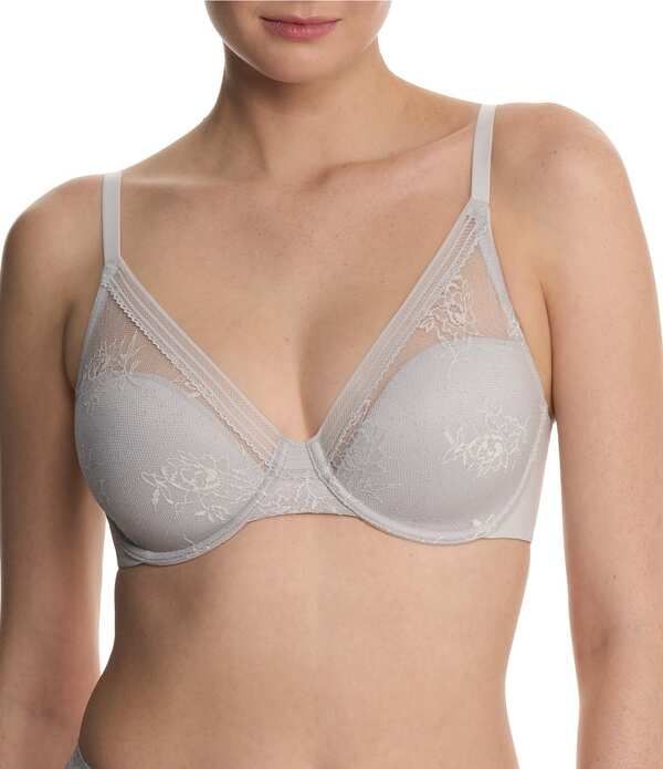 ナトリ レディース アンダーウェア ブラジャー Tシャツ レース Natori Love Lace Full Coverage Plunge Tshirt Bra MinkWhite ホワイト