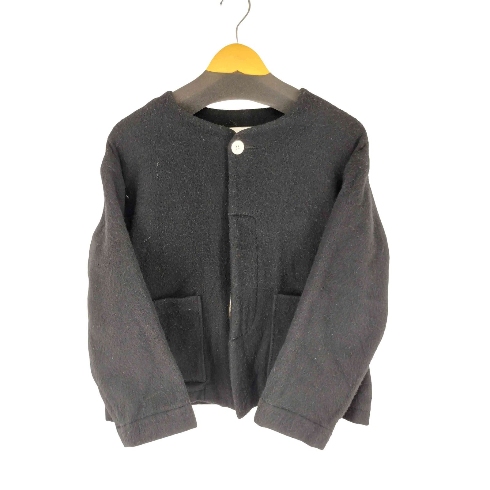 ユーズドフルギ USED古着 {{HUIS.×尾州}} 縮絨ウールフランネルノーカラーショートコート レディース FREE