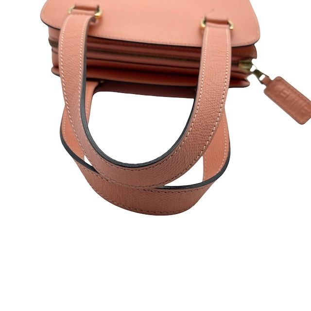 希少 美品 CELINE セリーヌ ハンドバッグ トートバッグ レザー シボ革 オレンジ ヴィンテージ レディース