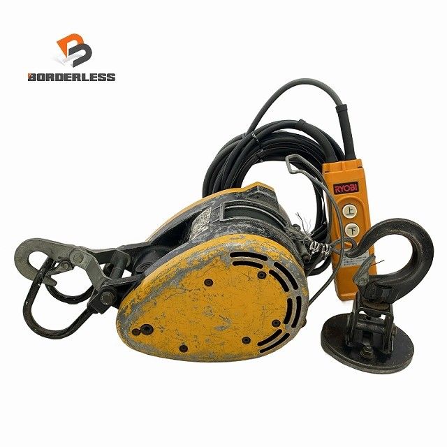 ☆中古品☆RYOBI リョービ 100V 小型ウインチ WI-125 最大吊揚荷重130kg リモコン付き 電動ホイスト 電動ウインチ 電動ウィンチ129127