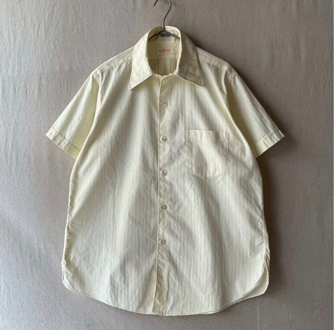 60s 70s USA vintage シャツ / コットン イエロー 半袖 マチ ドレス ビンテージ T6-04050-9376