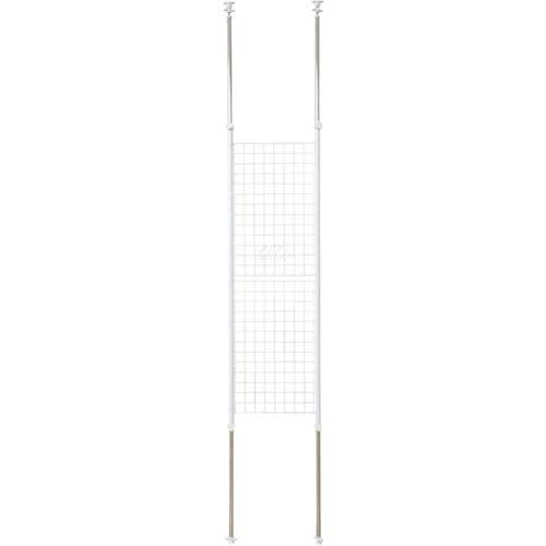 山善(YAMAZEN) 突っ張り パーテーション (ワイヤータイプ) 幅45×奥行5×高さ166.5-295.5cm (フック4個付き) 壁掛け 収納 壁面収納 天井 間仕切り 組立品 ホワイト SP-45(W)ｍａ