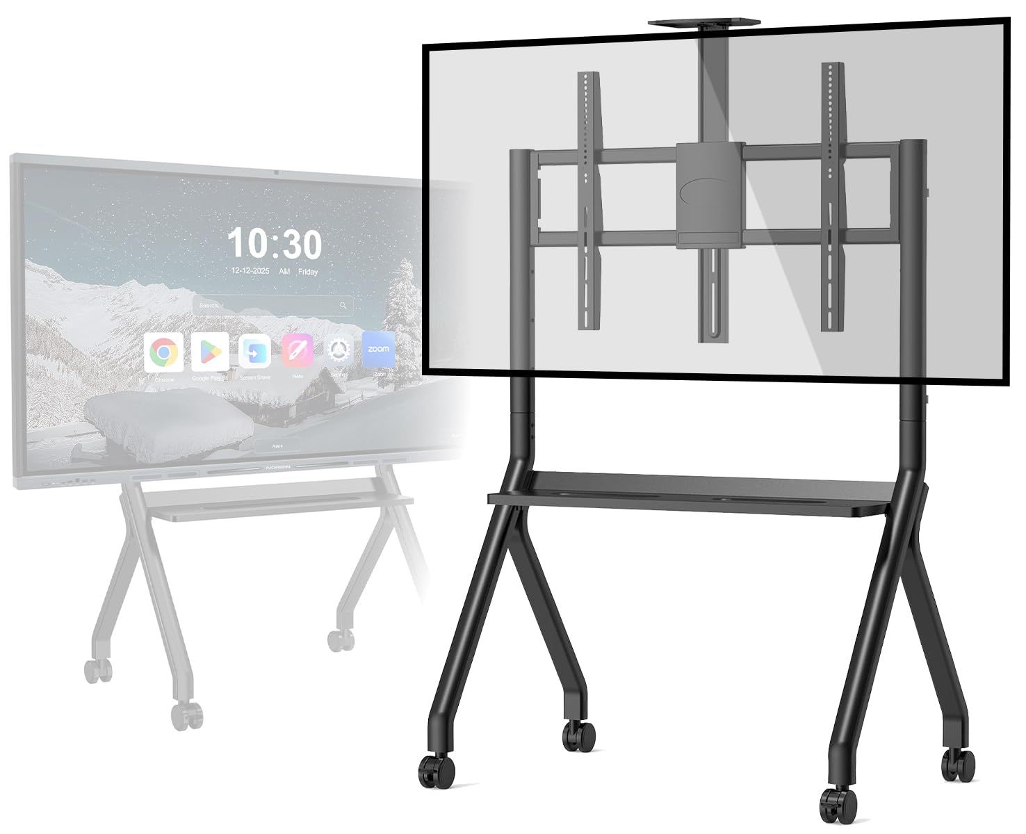 電子黒板スタンド テレビスタンド 55～100インチ対応 キャスター付き 高さ調整可能 耐荷重120kg ディスプレイスタンド 移動ラクラク ストッパー付き 収納トレー 配線整理対応 会議室 学校 オフィス 業務用 ブラックｍａ