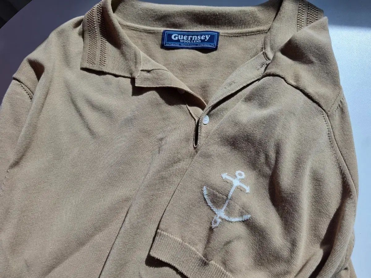 GuernseyWoollens(ガンジーウーレンズ) ニット ポロ ベージュ XL(105)