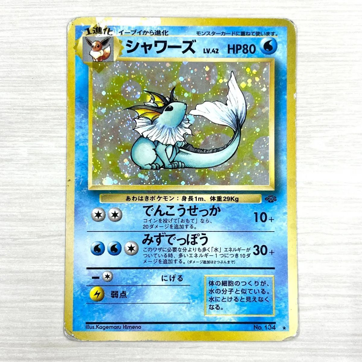 ポケモンカード シャワーズ ジャングル 旧裏 ホロ No.134 訳あり特価】 ポケモンカード 1997 シャワーズ 旧裏 ホロ No. 134