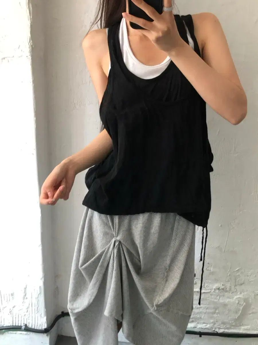 YOHJI YAMAMOTO ヨウジヤマモト ブラック レイヤード スリーブレス